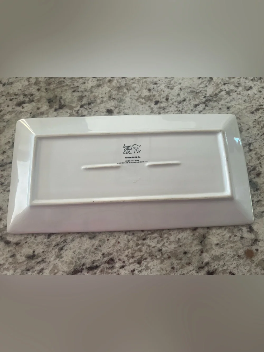 White Ceramic Serving Platter with Black Typographic Quote